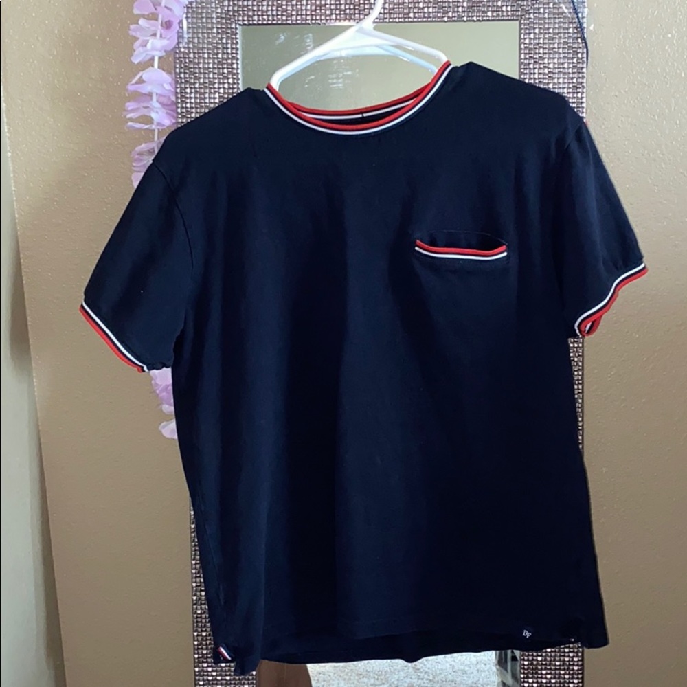 Blue striped trim shirt